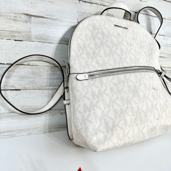 MICHAEL KORS Dallas Medium Slim BACKPACK MK Signature Soft Sky White Authentic - Picture 4 of 8